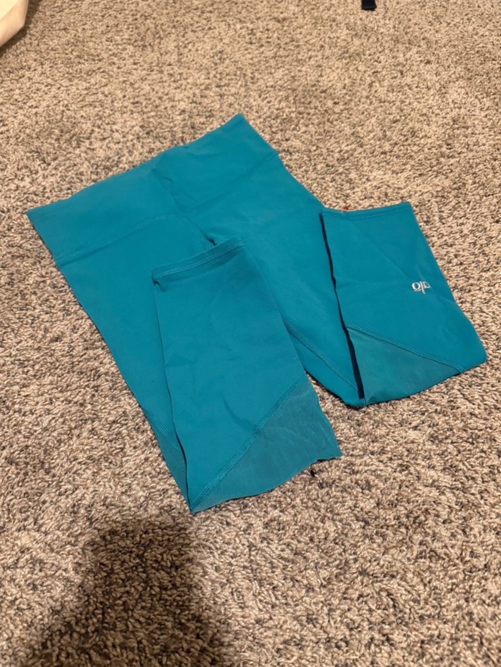 Alo Teal Leggings 7/8 Mid Waisted Leggings with Mesh Panels Size Small